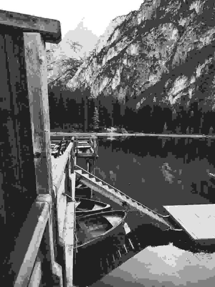 Boats on the lake from the pier